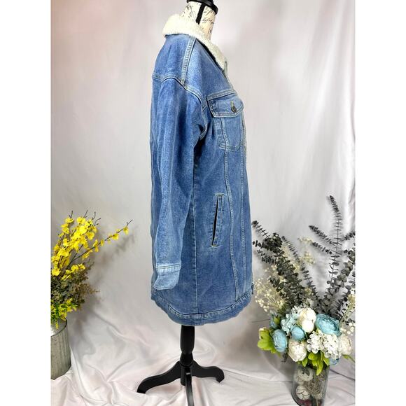 LNDN Landon Denim Sherpa Lined Trench Jacket Medium Wash XS/S - Picture 11 of 16